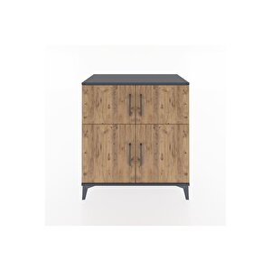 Hyperion Şifonyer 2 Raflı 4 Kapaklı 88x44x96 Antrasit-çam