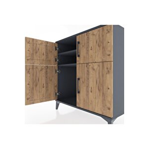 Hyperion Şifonyer 2 Raflı 4 Kapaklı 88x44x96 Antrasit-çam