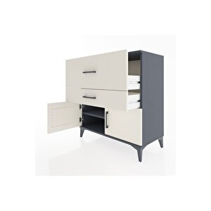 Hyperion Şifonyer Tek Raflı 2 Çekmeceli 2 Kapaklı 88x44x96 Antrasit-aytaşı