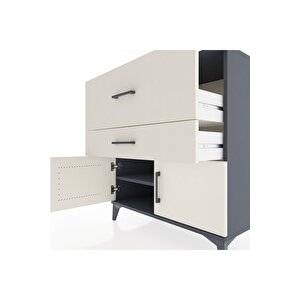 Hyperion Şifonyer Tek Raflı 2 Çekmeceli 2 Kapaklı 88x44x96 Antrasit-aytaşı