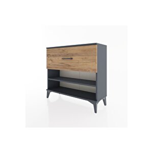 Arges Şifonyer Tek Raflı Tek Çekmeceli 88x30x80 Antrasit-çam