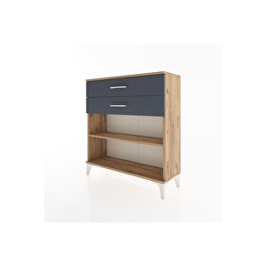 Arges Şifonyer Tek Raflı 2 Çekmeceli 88x30x96 Çam-antrasit