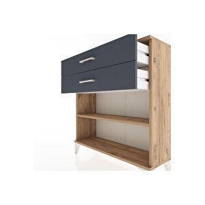 Arges Şifonyer Tek Raflı 2 Çekmeceli 88x30x96 Çam-antrasit