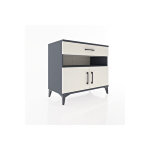 Hyperion Şifonyer Tek Raflı Tek Çekmeceli 2 Kapaklı 88x44x80 Antrasit-aytaşı