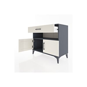 Hyperion Şifonyer Tek Raflı Tek Çekmeceli 2 Kapaklı 88x44x80 Antrasit-aytaşı