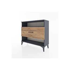 Arges Şifonyer Tek Raflı Tek Çekmeceli 88x30x80 Antrasit-çam