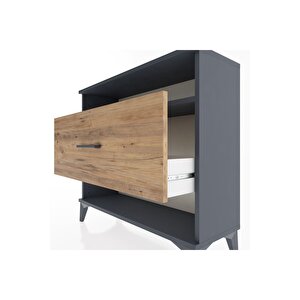 Arges Şifonyer Tek Raflı Tek Çekmeceli 88x30x80 Antrasit-çam