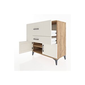 Hyperion Şifonyer Tek Raflı 2 Çekmeceli 2 Kapaklı 88x44x96 Çam-aytaşı