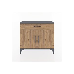 Arges Şifonyer Tek Raflı Tek Çekmeceli 2 Kapaklı 88x30x80 Antrasit-çam