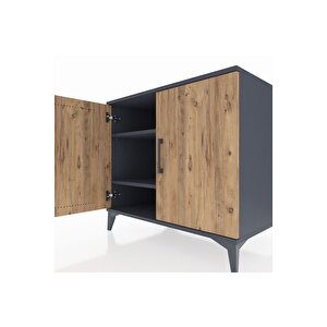 Kronos Şifonyer 2 Raflı 2 Kapaklı 88x59x80 Antrasit-çam