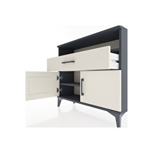 Arges Şifonyer 2 Raflı Tek Çekmeceli 2 Kapaklı 88x30x80 Antrasit-aytaşı