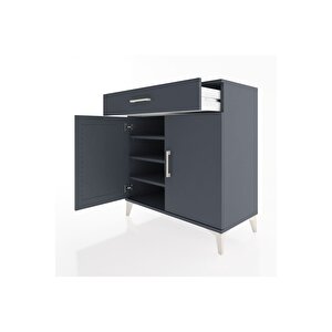 Hyperion Şifonyer 3 Raflı Tek Çekmeceli 2 Kapaklı 88x44x96 Antrasit-antrasit