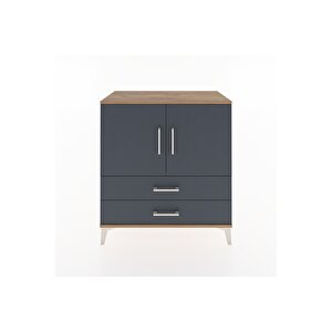 Hyperion Şifonyer Tek Raflı 2 Çekmeceli 2 Kapaklı 88x44x96 Çam-antrasit