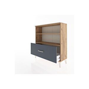 Arges Şifonyer 2 Raflı Tek Çekmeceli 88x30x96 Çam-antrasit