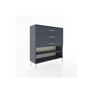 Arges Şifonyer Tek Raflı 3 Çekmeceli 88x30x96 Antrasit-antrasit