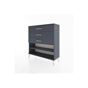 Arges Şifonyer Tek Raflı 3 Çekmeceli 88x30x96 Antrasit-antrasit