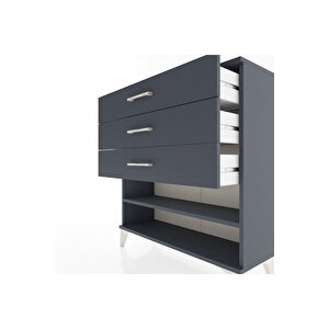 Arges Şifonyer Tek Raflı 3 Çekmeceli 88x30x96 Antrasit-antrasit
