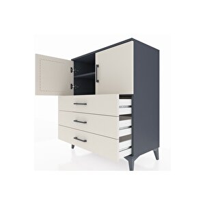 Hyperion Şifonyer 2 Raflı 3 Çekmeceli 2 Kapaklı 88x44x106 Antrasit-aytaşı