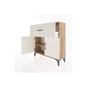 Arges Şifonyer Tek Raflı Tek Çekmeceli 2 Kapaklı 88x30x96 Çam-aytaşı