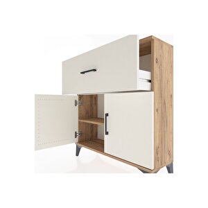 Arges Şifonyer Tek Raflı Tek Çekmeceli 2 Kapaklı 88x30x96 Çam-aytaşı