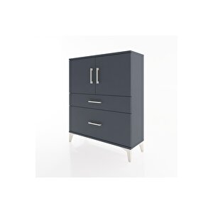 Arges Şifonyer 2 Raflı 2 Çekmeceli 2 Kapaklı 88x30x106 Antrasit-antrasit