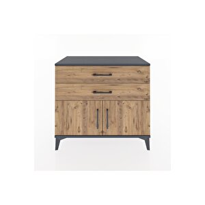 Hyperion Şifonyer 2 Çekmeceli 2 Kapaklı 88x44x80 Antrasit-çam