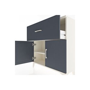 Arges Şifonyer Tek Raflı Tek Çekmeceli 2 Kapaklı 88x30x96 Aytaşı-antrasit