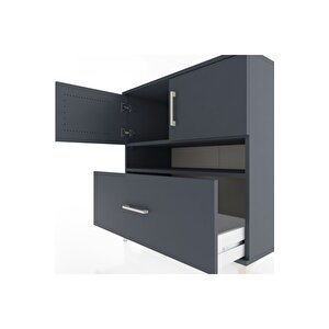 Hyperion Şifonyer 2 Raflı Tek Çekmeceli 2 Kapaklı 88x44x96 Antrasit-antrasit