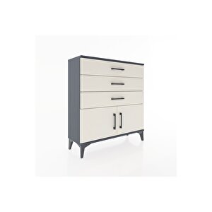 Arges Şifonyer Tek Raflı 3 Çekmeceli 2 Kapaklı 88x30x96 Antrasit-aytaşı