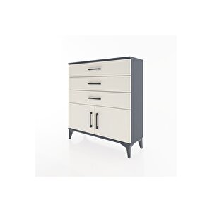 Arges Şifonyer Tek Raflı 3 Çekmeceli 2 Kapaklı 88x30x96 Antrasit-aytaşı