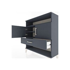 Arges Şifonyer 3 Raflı Tek Çekmeceli 2 Kapaklı 88x30x96 Antrasit-antrasit