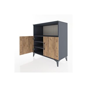 Hyperion Şifonyer 3 Raflı 2 Kapaklı 88x44x96 Antrasit-çam