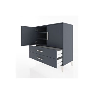 Hyperion Şifonyer 3 Raflı 2 Çekmeceli 2 Kapaklı 88x44x96 Antrasit-antrasit