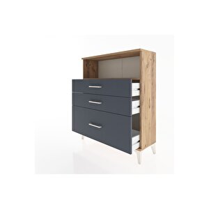 Arges Şifonyer Tek Raflı 3 Çekmeceli 88x30x106 Çam-antrasit