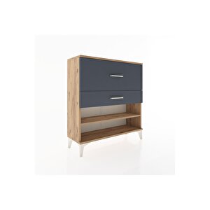 Arges Şifonyer Tek Raflı 2 Çekmeceli 88x30x96 Çam-antrasit