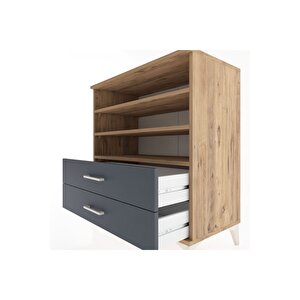 Hyperion Şifonyer 3 Raflı 2 Çekmeceli 88x44x96 Çam-antrasit