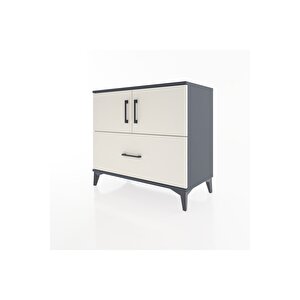 Hyperion Şifonyer Tek Raflı Tek Çekmeceli 2 Kapaklı 88x44x80 Antrasit-aytaşı