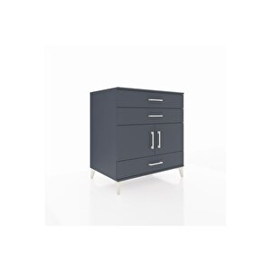 Kronos Şifonyer Tek Raflı 3 Çekmeceli 2 Kapaklı 88x59x96 Antrasit-antrasit