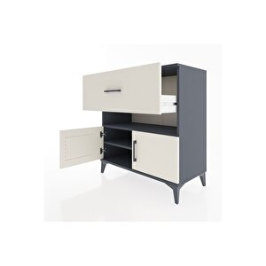 Hyperion Şifonyer 2 Raflı Tek Çekmeceli 2 Kapaklı 88x44x96 Antrasit-aytaşı