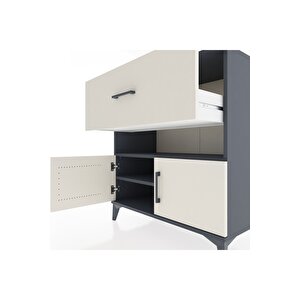 Hyperion Şifonyer 2 Raflı Tek Çekmeceli 2 Kapaklı 88x44x96 Antrasit-aytaşı