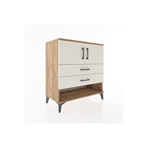 Hyperion Şifonyer Tek Raflı 2 Çekmeceli 2 Kapaklı 88x44x96 Çam-aytaşı