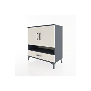 Hyperion Şifonyer 4 Raflı Tek Çekmeceli 2 Kapaklı 88x44x96 Antrasit-aytaşı