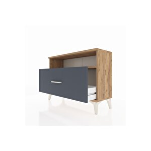 Arges Şifonyer Tek Raflı Tek Çekmeceli 88x30x64 Çam-antrasit