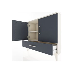 Arges Şifonyer 2 Raflı Tek Çekmeceli 2 Kapaklı 88x30x80 Aytaşı-antrasit