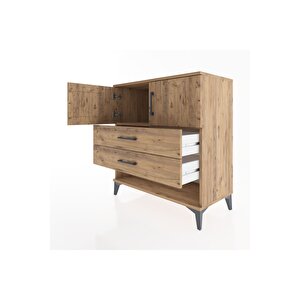 Hyperion Şifonyer Tek Raflı 2 Çekmeceli 2 Kapaklı 88x44x96 Çam-çam