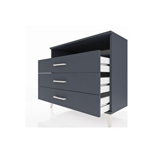 Kronos Şifonyer Tek Raflı 3 Çekmeceli 88x59x80 Antrasit-antrasit