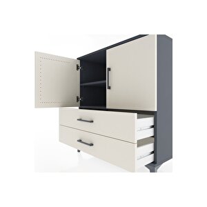 Hyperion Şifonyer 2 Raflı 2 Çekmeceli 2 Kapaklı 88x44x96 Antrasit-aytaşı