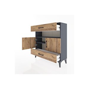 Arges Şifonyer 3 Raflı 2 Çekmeceli 2 Kapaklı 88x30x96 Antrasit-çam