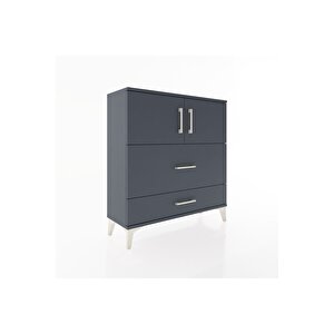 Arges Şifonyer 2 Raflı 2 Çekmeceli 2 Kapaklı 88x30x96 Antrasit-antrasit