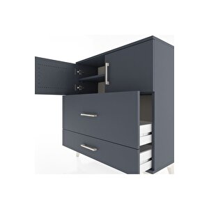 Arges Şifonyer 2 Raflı 2 Çekmeceli 2 Kapaklı 88x30x96 Antrasit-antrasit